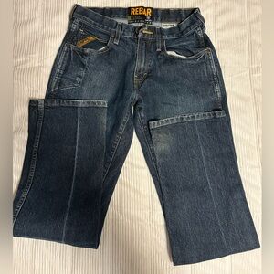 Ariat Jeans Mens 29x34 Blue Denim M5 Rebar Slim Straight Dark Wash Workwear